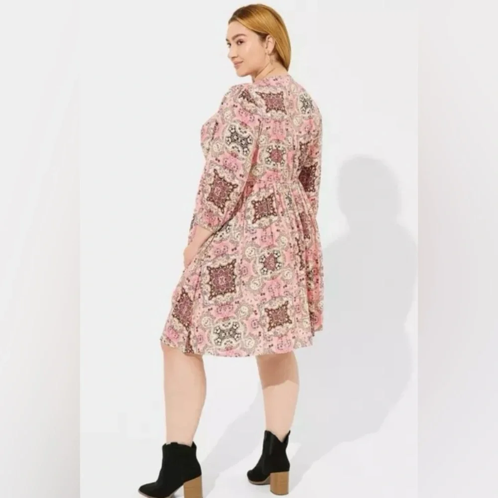 Torrid Pink Paisley-Min Gauze Tunic Dress - Size 2X - EUC! - Picture 4 of 10